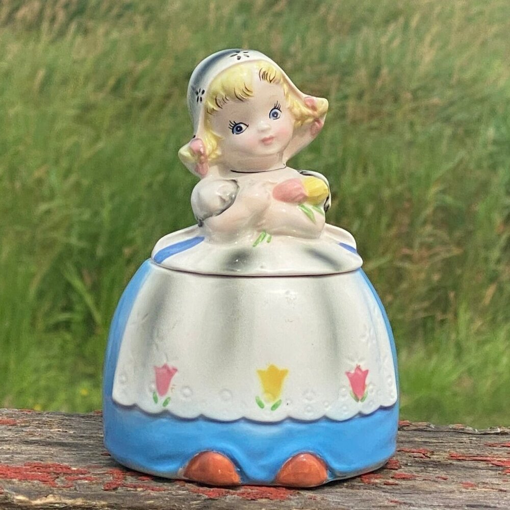 Lefton  little Dutch girl Jar sugar jam  Jelly Jar Jam Jars Collectible  Jar
